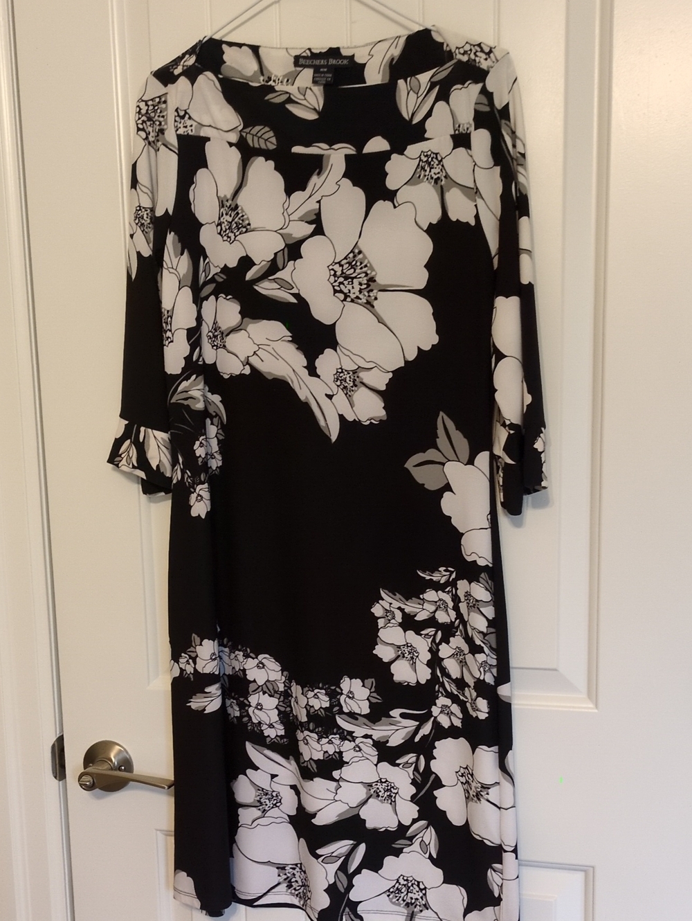 Black & White Floral Midi Dress by Hannah Brooks